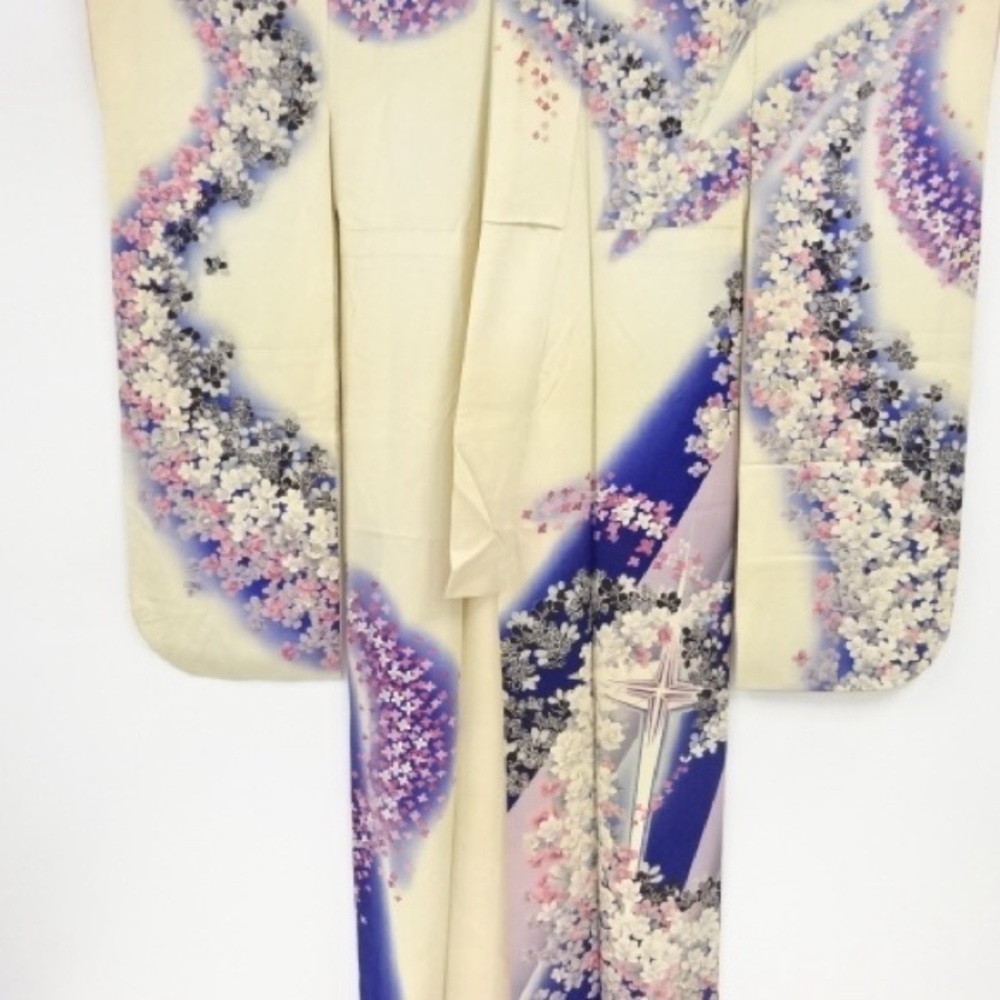 VTG 90S JAPANESE 100% SILK KIMONO Furisode Wedding ROBE M / L and Obi Silk Belt